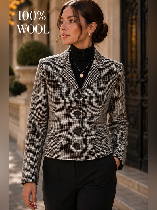 Harve Benard Jackets & Blazers - Harvé Benard Vintage 100% Wool Houndstooth Blazer Jacket Size 10 Made in Ukraine